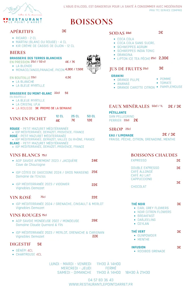 Menu_Restaurant Le point d'arrêt_Modane_immagine_2