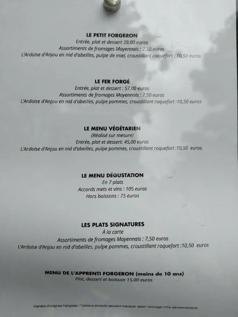 Menu_RESTAURANT LA FORGE_Saint-Georges-Buttavent_immagine_1