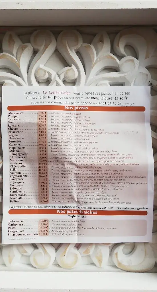 Menu_Pizzeria La Laurentaise _Saint-Laurent-sur-Sèvre_image_2