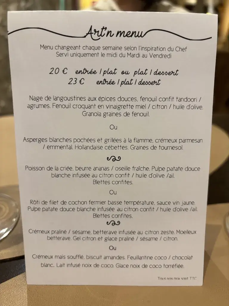 Menu_Restaurant Art'N Blum - Restaurant Nantes_Nantes_image_1