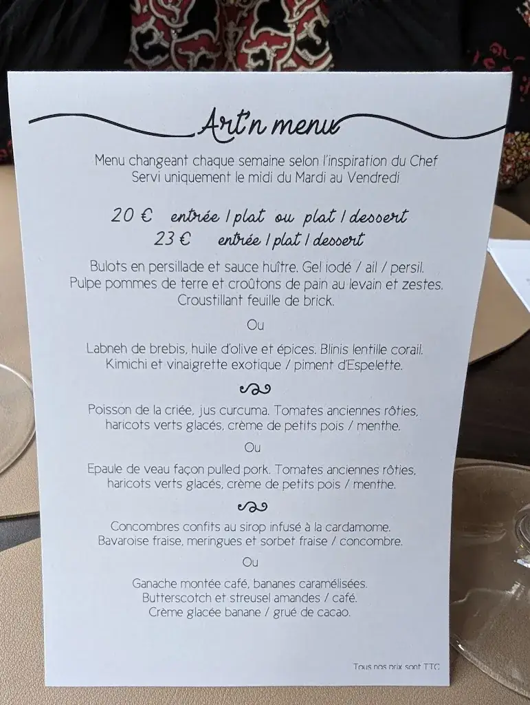 Menu_Restaurant Art'N Blum - Restaurant Nantes_Nantes_image_2