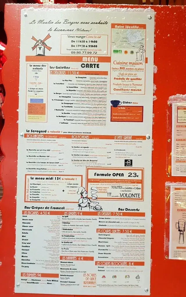 Menü_Le Moulin des Bergers_valfréjus_Bild_3