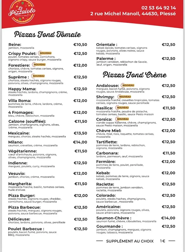 Menu_Le Pizzaiolo Pizzeria Plessé_Plessé_image_2
