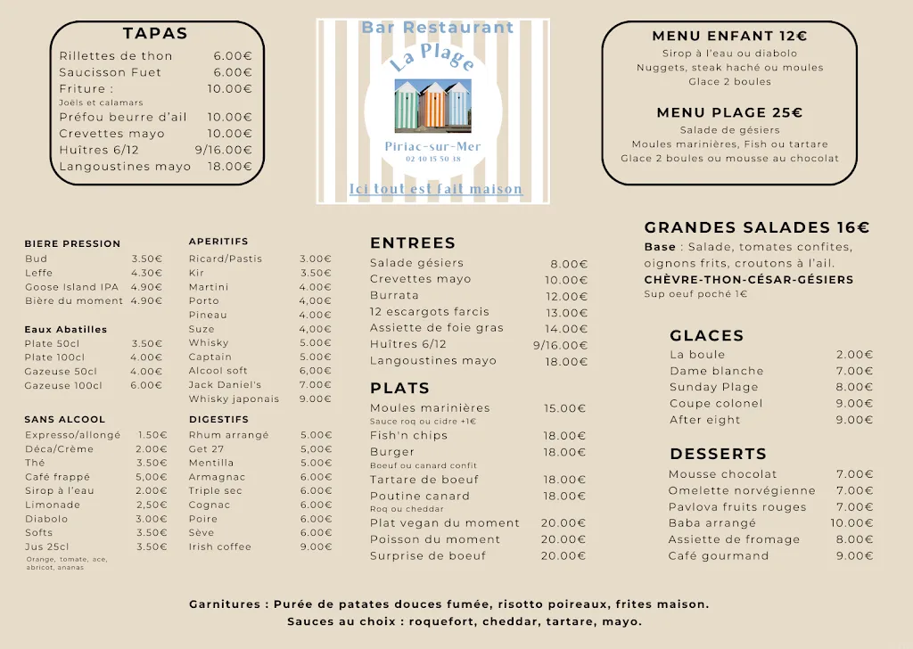 Menu_Hôtel Ker Lehn - Restaurant La Plage_Piriac-sur-Mer_image_1