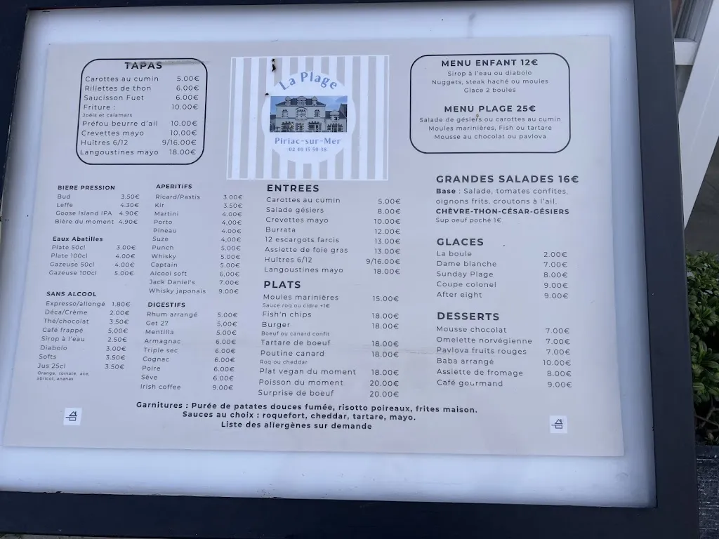 Menu_Hôtel Ker Lehn - Restaurant La Plage_Piriac-sur-Mer_image_2