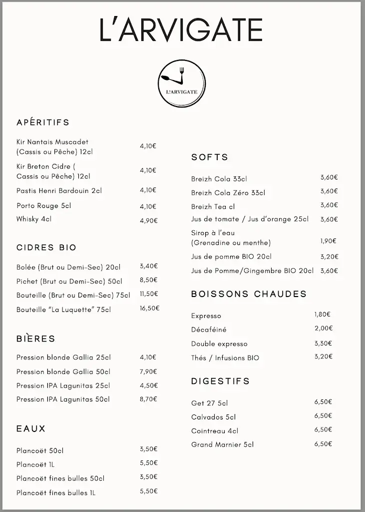 Menu_L' Arvigate_Orvault_image_1