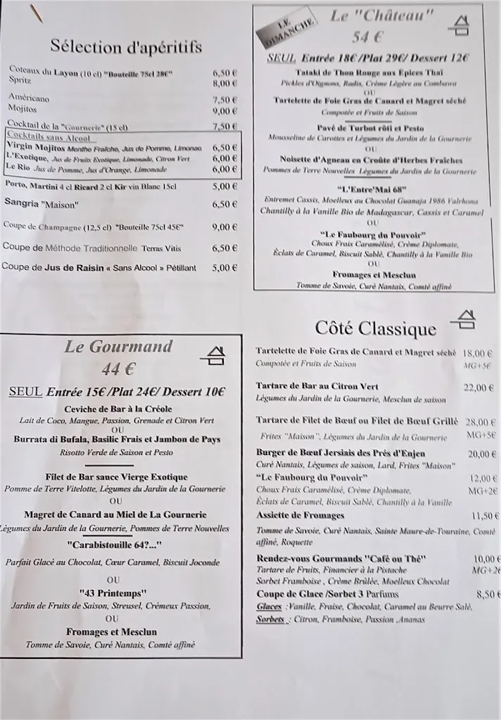 Menu_Les Terrasses de la Gournerie, restaurant Château près de Nantes_Saint-Herblain_image_3