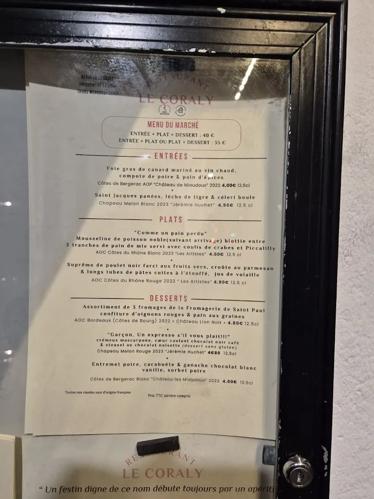 Menu_Restaurant Le Coraly_Rezé_image_1