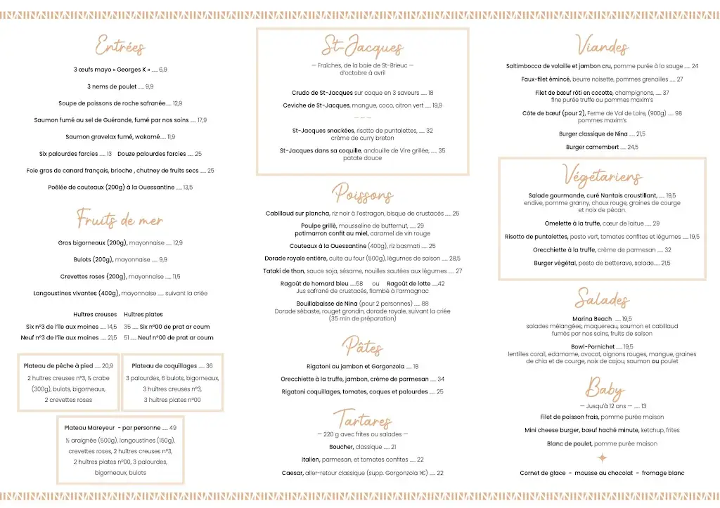 Menu_Nina À The Plage - Restaurant_Pornichet_image_2