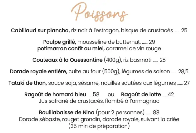 Menu_Nina À The Plage - Restaurant_Pornichet_image_4