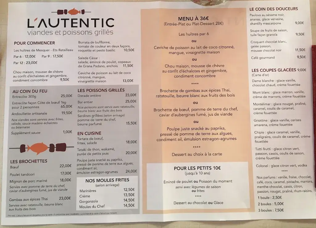 Menu_L'autentic restaurant_Pornichet_image_1
