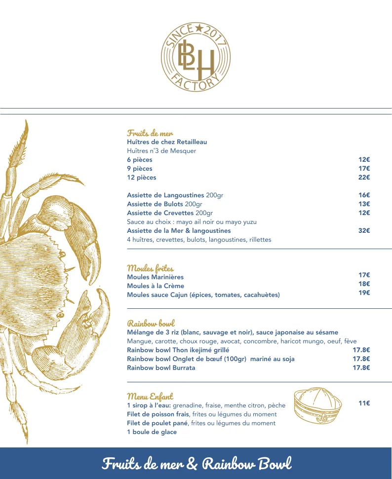 Menu_Le Bernard L'Hermite - Brasserie / Bar à cocktails / Tapas / Glacier_Pornichet_image_1