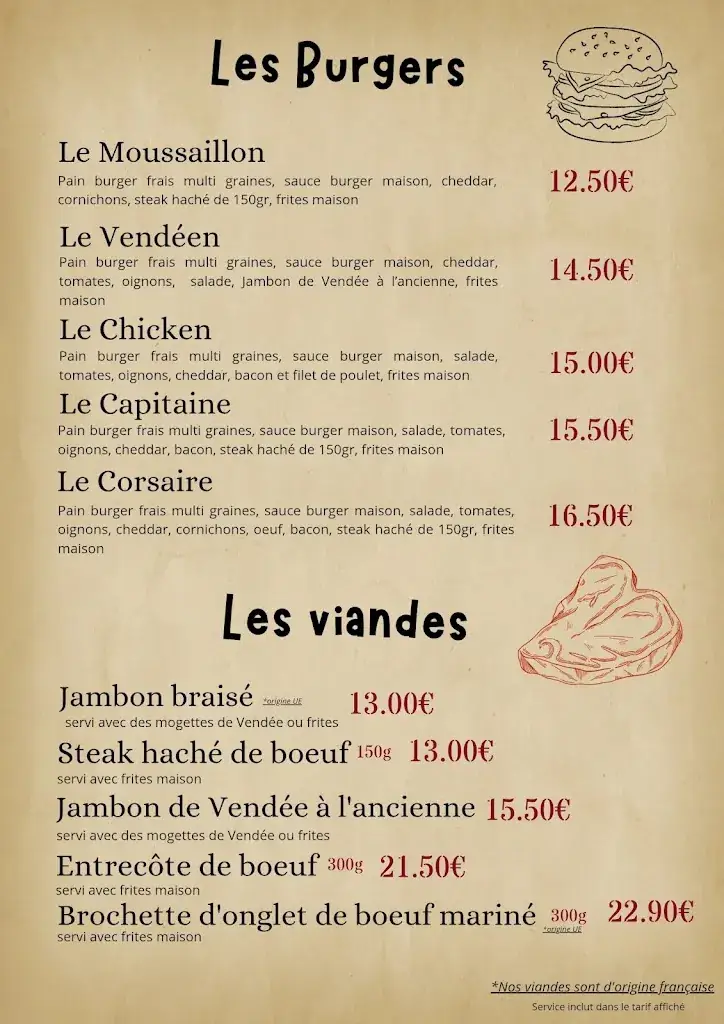 Menü_Le corsaire Restaurant Bar_Saint-Hilaire-de-Riez_Bild_1