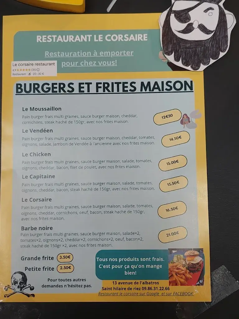 Menü_Le corsaire Restaurant Bar_Saint-Hilaire-de-Riez_Bild_4