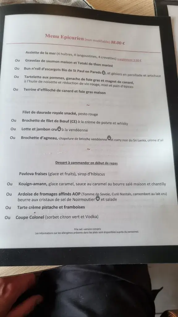 Menu_Restaurant l'espadon_Saint-Jean-de-Monts_image_2