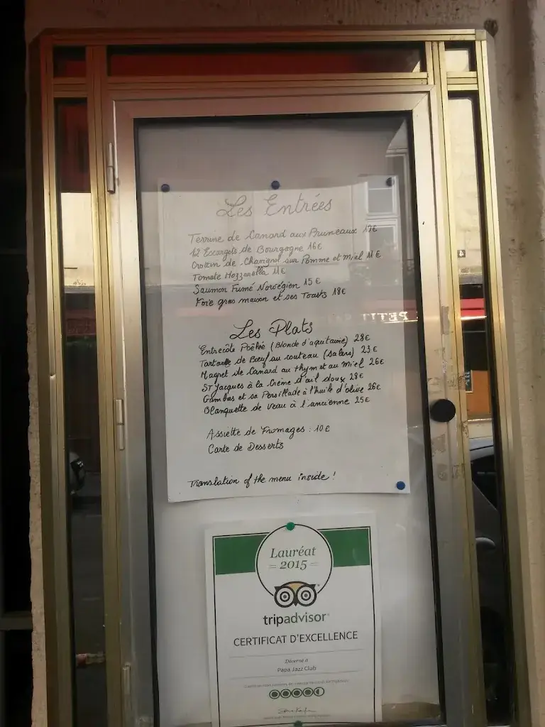 Menu_Chez Papa Jazz Club_Paris_image_2
