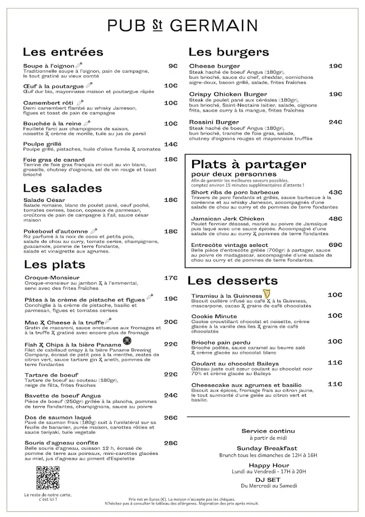 Menu_Pub St Germain_Paris_image_1