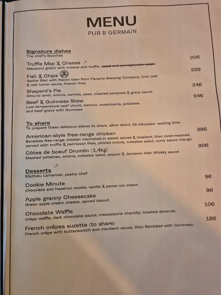 Menu_Pub St Germain_Paris_image_2