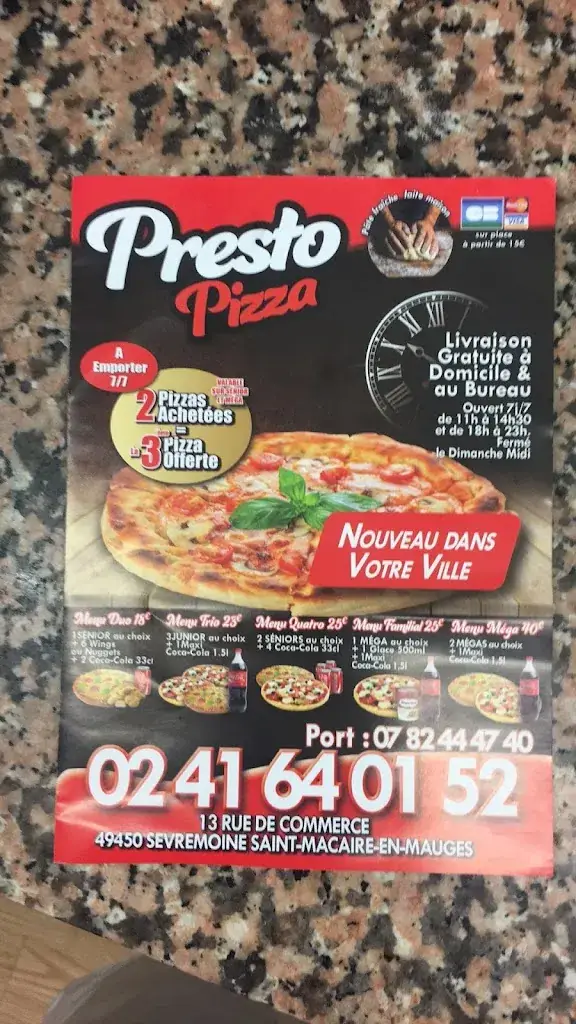 Menu_Presto pizza_Sèvremoine_image_1