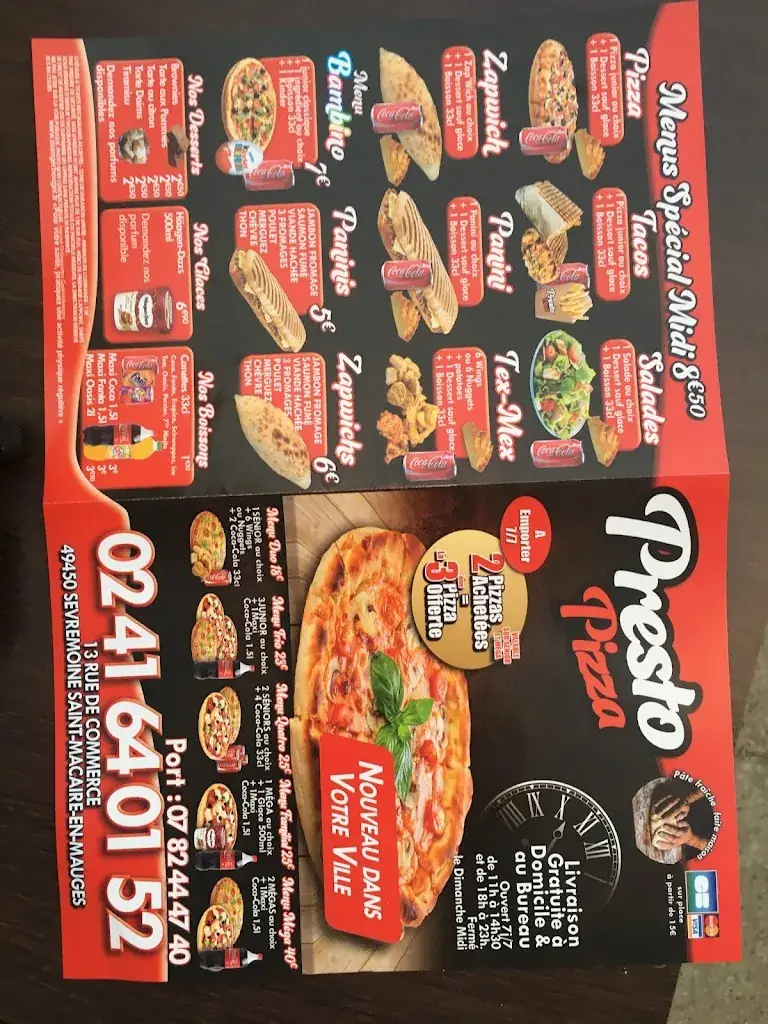 Menu_Presto pizza_Sèvremoine_image_2