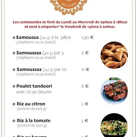 Menü_Les saveurs des indes_Saint-Pierre-la-Cour_Bild_1