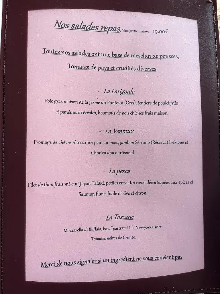 Menu_Restaurant et Hôtel la Farigoule_Sainte-Cécile-les-Vignes_image_4