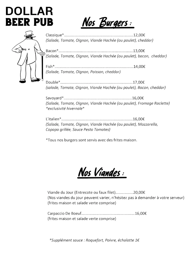 Menu_Dollar Beer Pub_Sainte-Cécile-les-Vignes_immagine_1