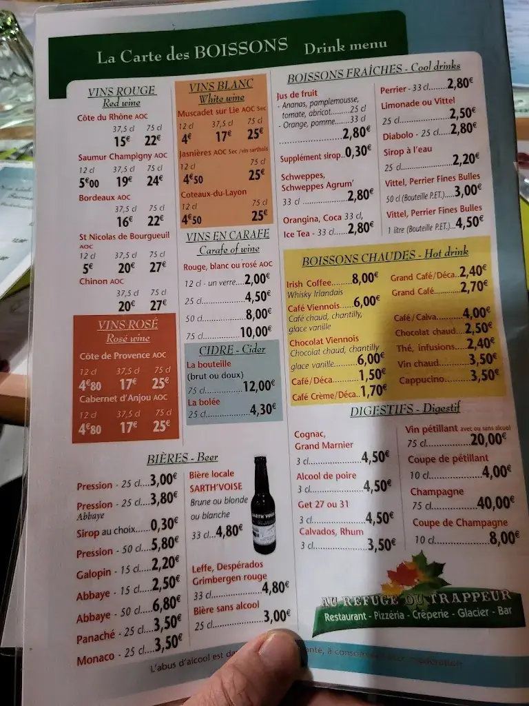 Menu_Au Refuge du Trappeur_Sillé-le-Guillaume_image_2