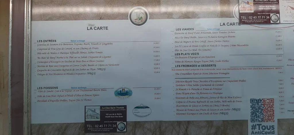 Menu_Restaurant Le Clos Saint Thomas_Sucé-sur-Erdre_image_4