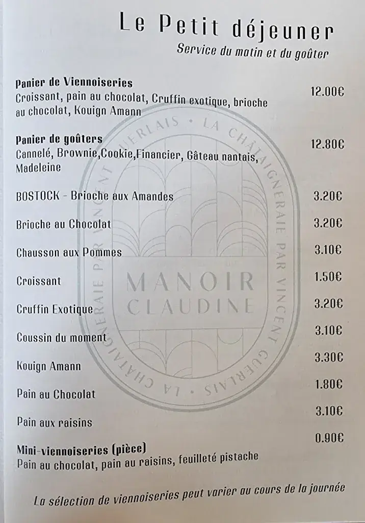 Menu_Le Manoir Claudine - La Châtaigneraie_Sucé-sur-Erdre_image_4