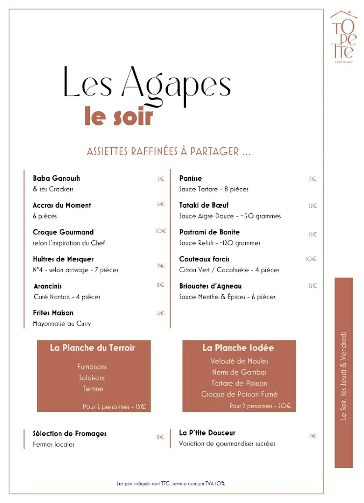 Menu_Tôpette, Esprit Bistrot_Thouaré-sur-Loire_image_1