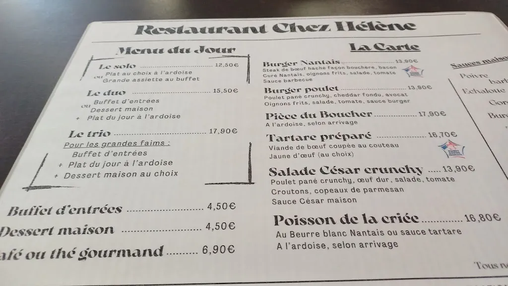 Menu_Restaurant Chez Hélène_Treillières_image_1