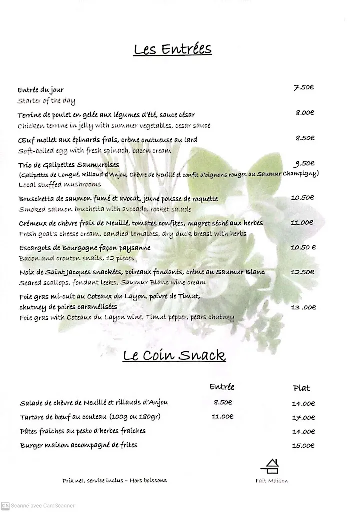 Menu_Restaurant Le St Paul_Vivy_image_1
