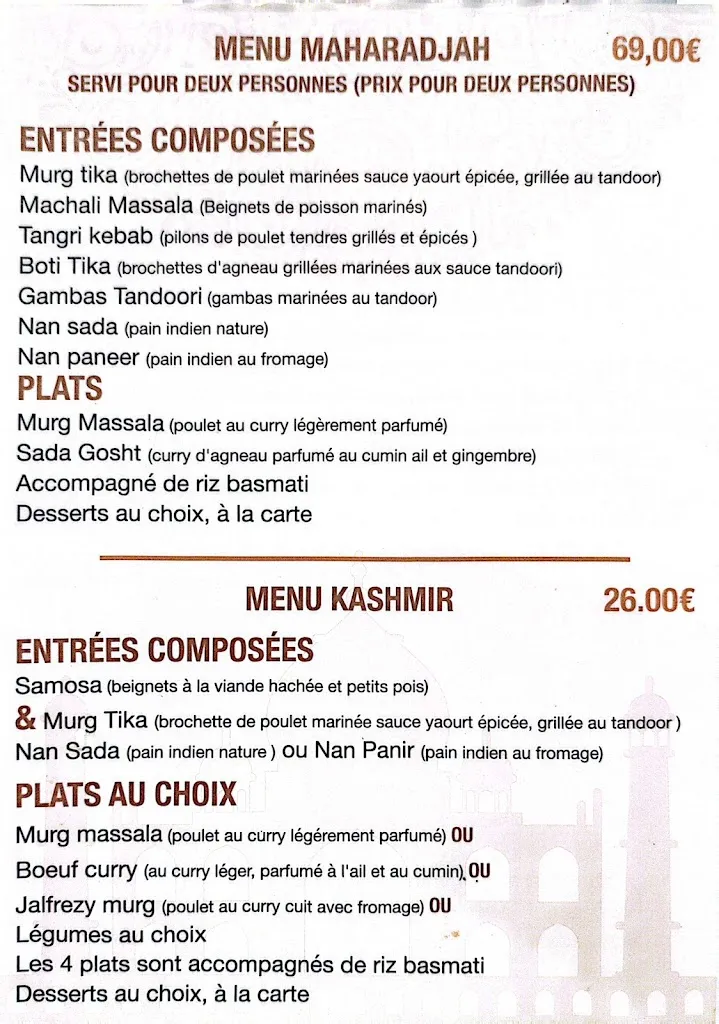 Menu_Le Palais du Maharadjah_Marseille_image_1