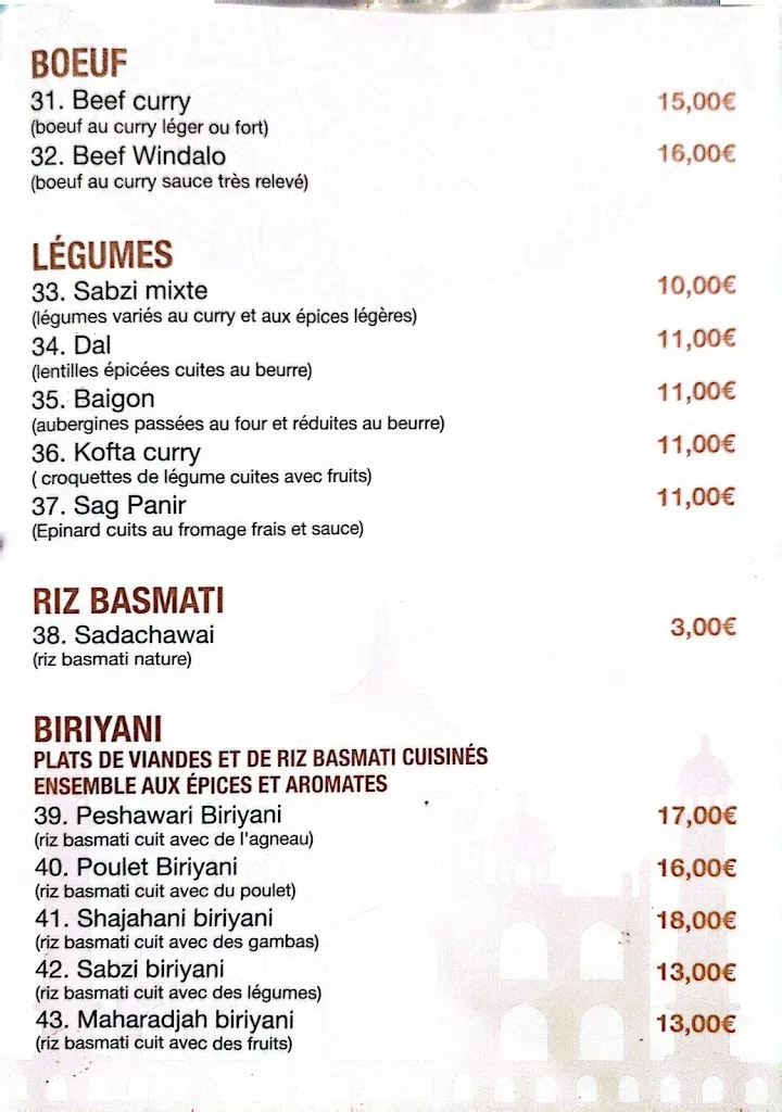 Menu_Le Palais du Maharadjah_Marseille_image_2