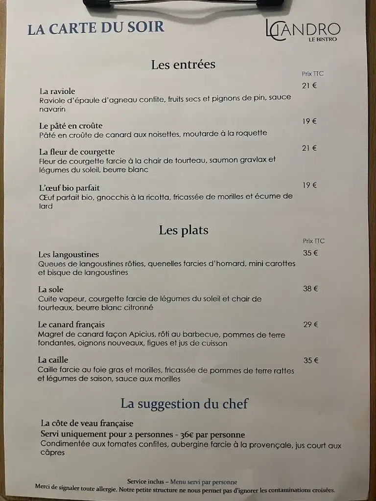 Menu_Licandro Le Bistro_Aix-en-Provence_image_1