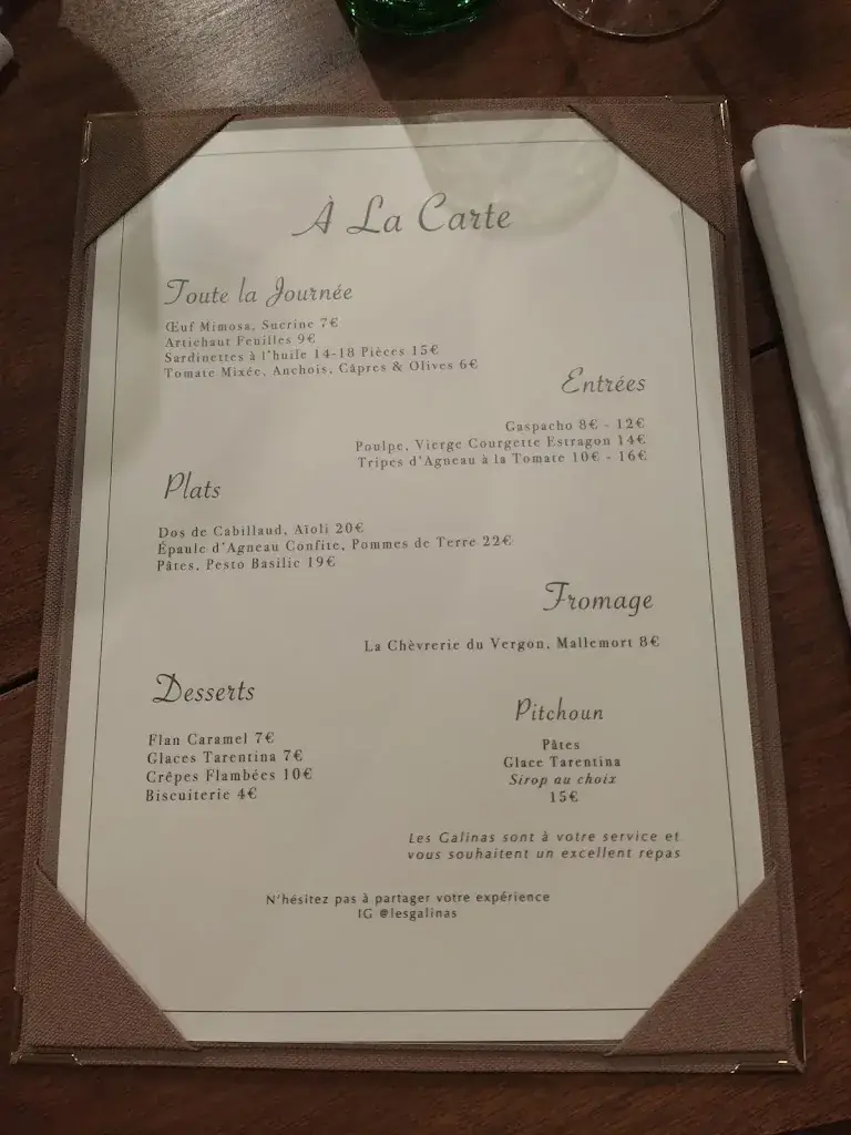 Menu_Les Galinas - La Table Provençale_Aix-en-Provence_immagine_4