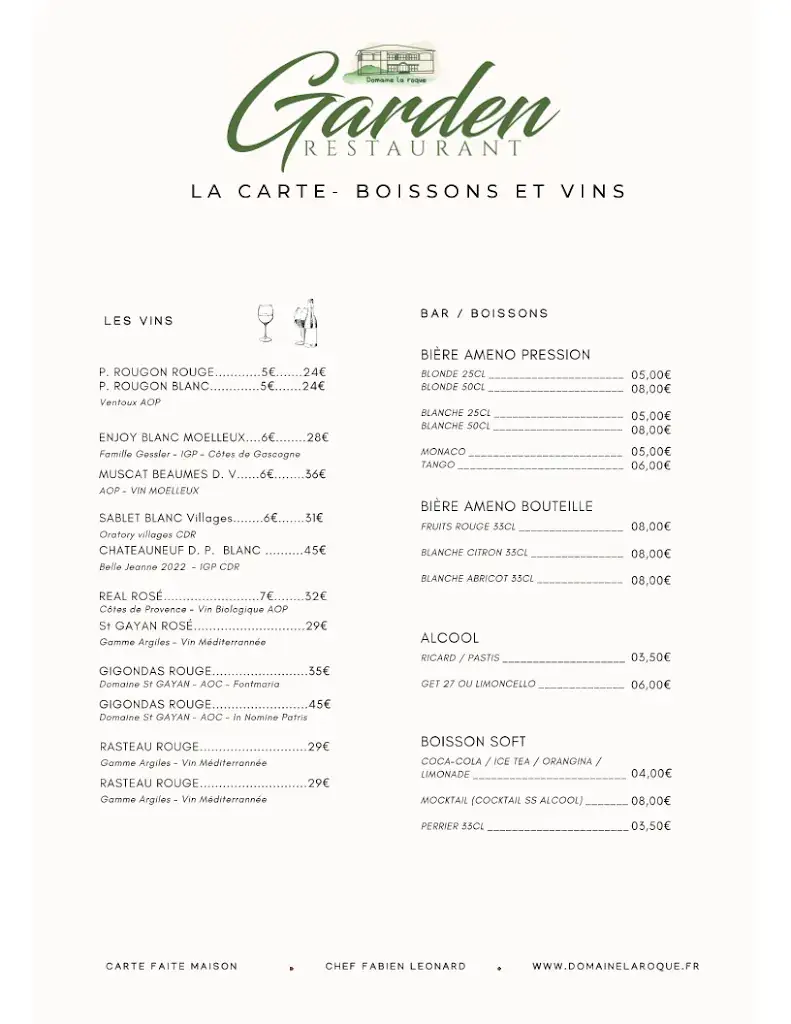 Menu_Garden - Restaurant by Domaine la Roque_Althen-des-Paluds_image_1