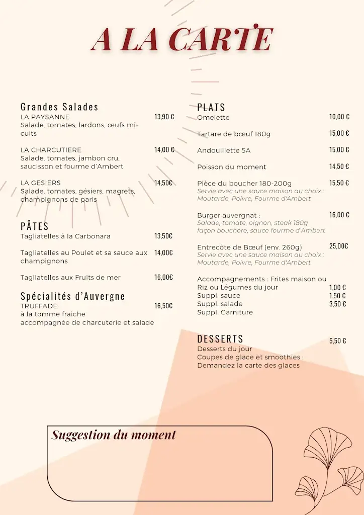 Menu_Chez TooYouToo : Café-Bar-Restaurant_Néris-les-Bains_immagine_1