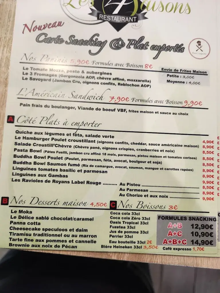 Menu_Restaurant Les 4'Saisons_Entraigues-sur-la-Sorgue_image_1
