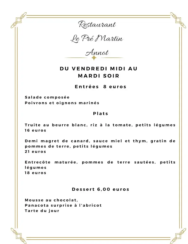 Menü_Restaurant le Pré - Annot_Annot_Bild_1