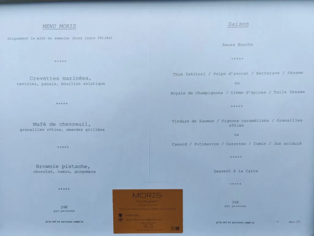 Menu_MORIS RESTAURANT_Cucuron_image_4