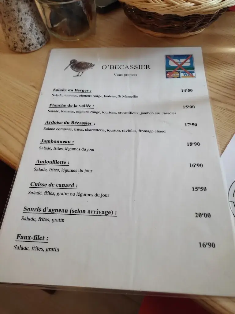 Menu_O' Bécassier_Aspremont_image_1