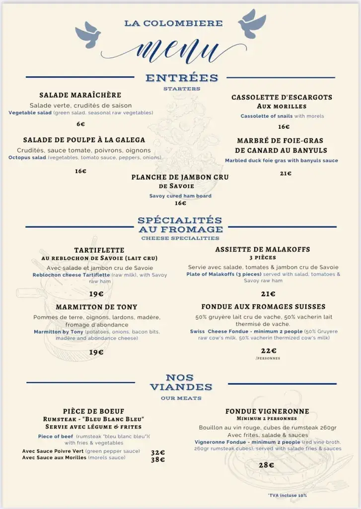 Menu_La Colombe (Auberge de la Colombiere)_Neydens_immagine_1