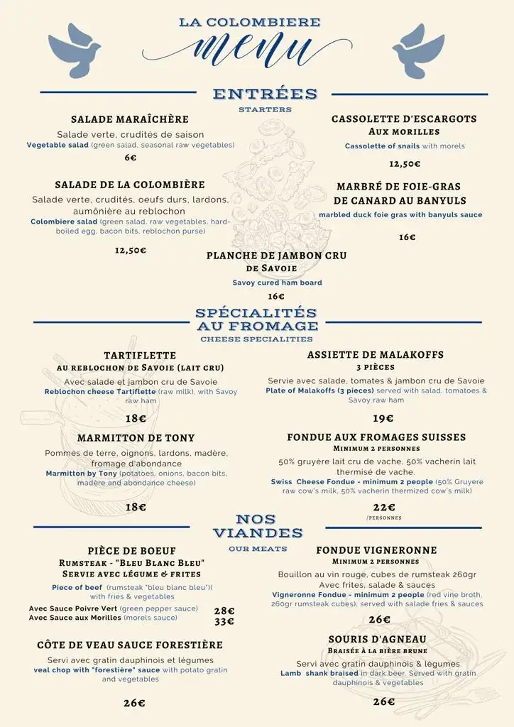 Menu_La Colombe (Auberge de la Colombiere)_Neydens_immagine_3