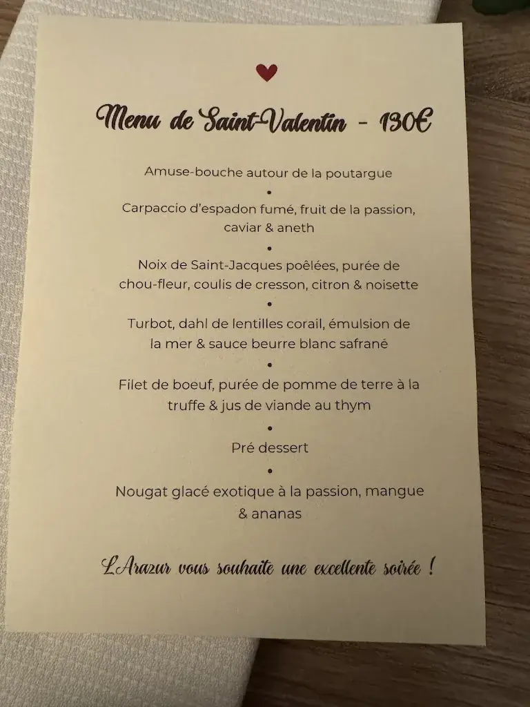 Menu_Restaurant L'Arazur_Antibes_image_1