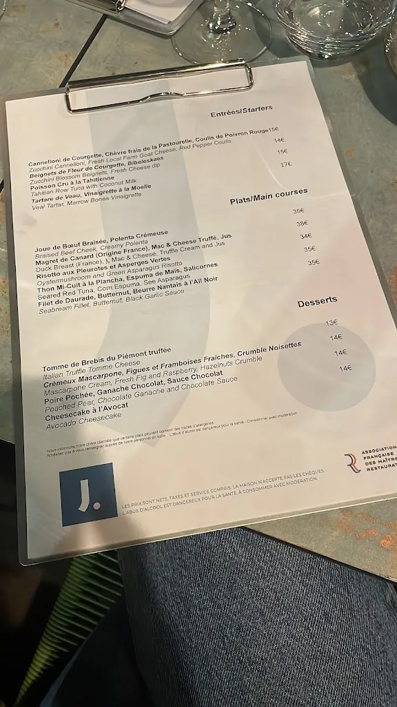 Menu_Restaurant Le J_Antibes_immagine_1