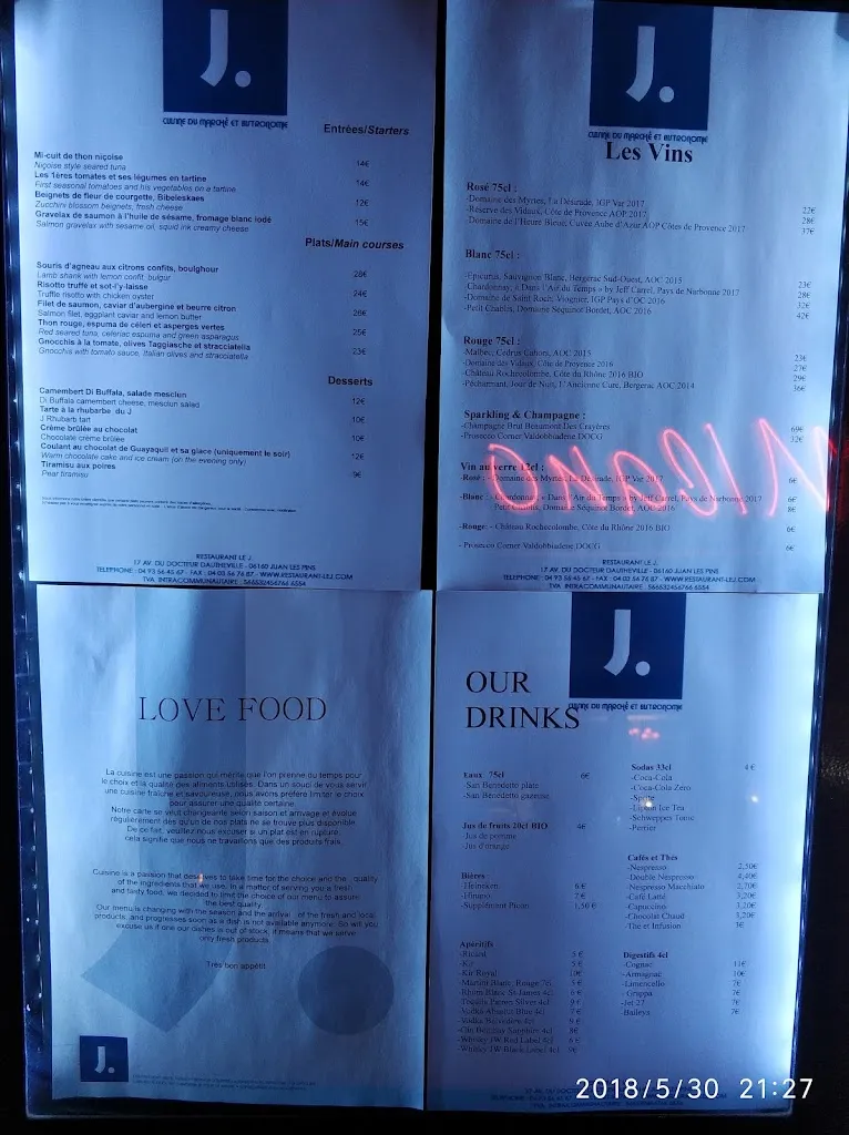 Menu_Restaurant Le J_Antibes_immagine_4