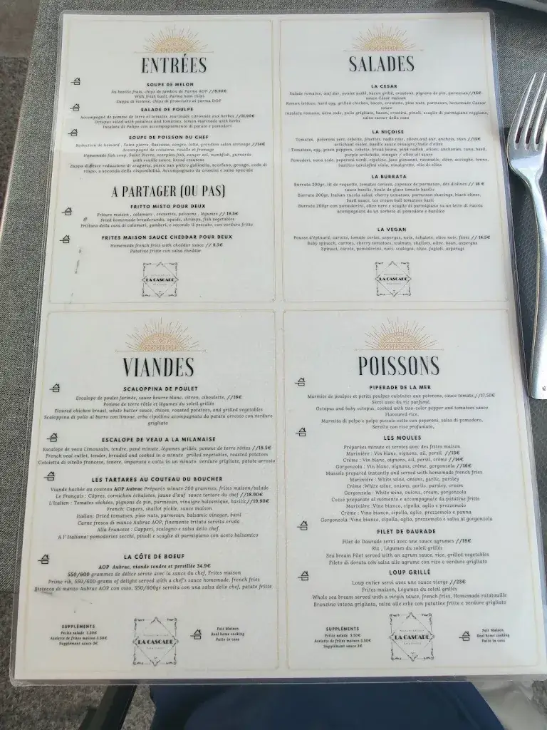 Menu_La Cascade - Restaurant - Pizzeria - Bar (nouveaux propriétaires)_Antibes_immagine_3