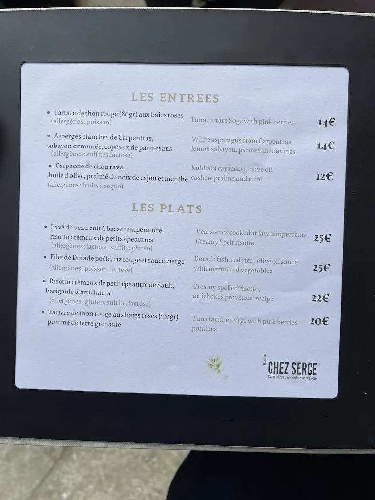 Menu_Chez Serge_Carpentras_image_2